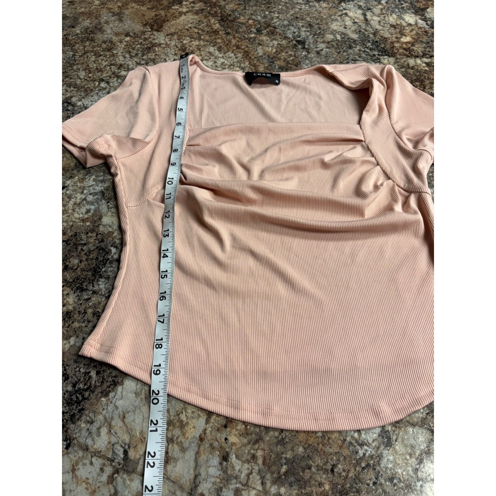 Cider Blush Pink Ribbed Draped Cowl Neck Short Sleeve Top XL Y2K - Picture 4 of 8